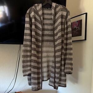 Eileen Fisher Grey Striped Cardigan